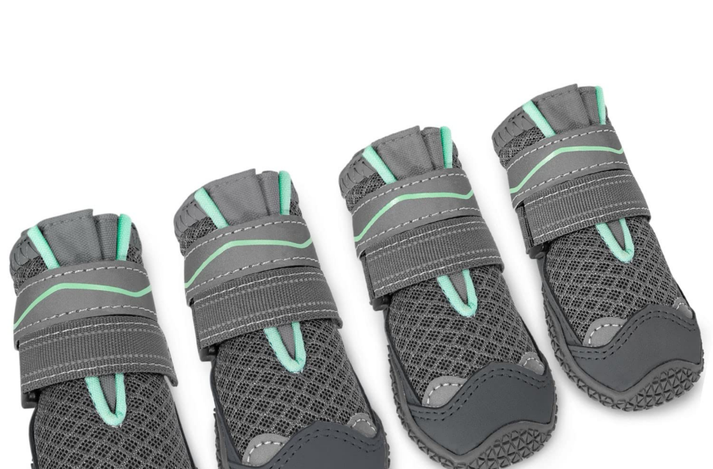grey paw shoes with mint green trim