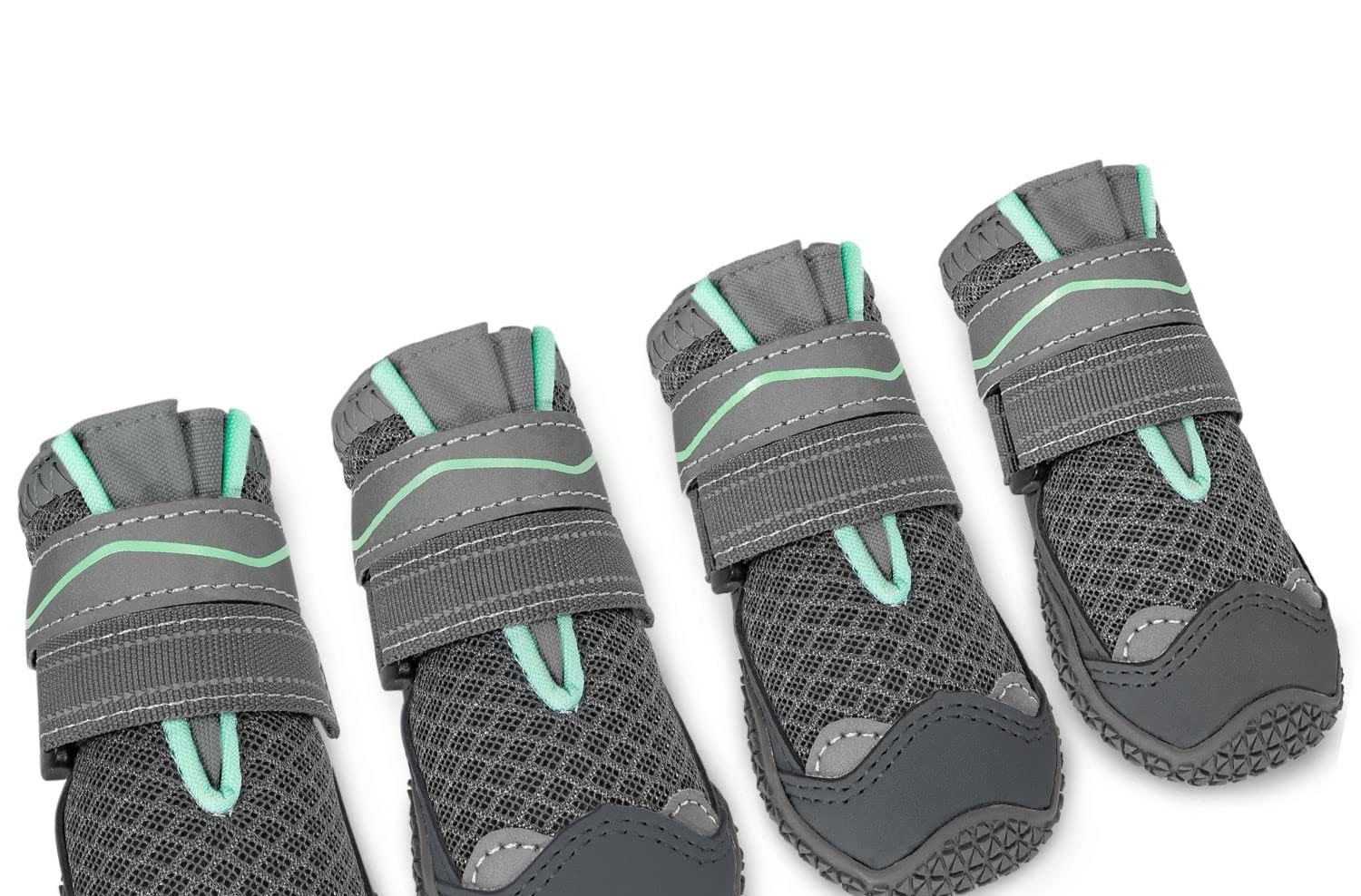 grey paw shoes with mint green trim